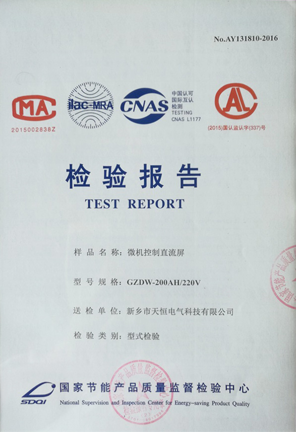 直流屏检验报告